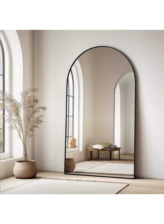 Vphom Arched Full-Length Floor Mirror 220x100 cm (86”x39”) – Oversized Black Arch Wall Mirror, Large Full Body Mirror for Bedroom, Living Room & Hallway, Modern Decorative Leaning or Wall-Mounted Mirror - Image 1